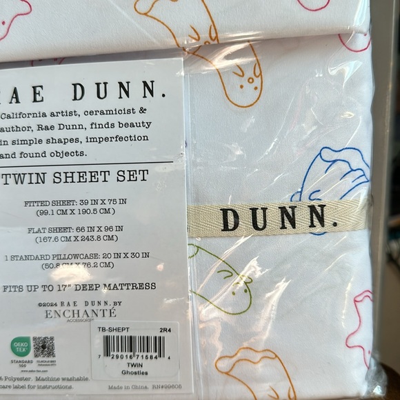 RAE DUNN 😱😱😱 👻TWIN GHOSTIES👻 ghosts Halloween sheet set NEW so adorable - Picture 2 of 8